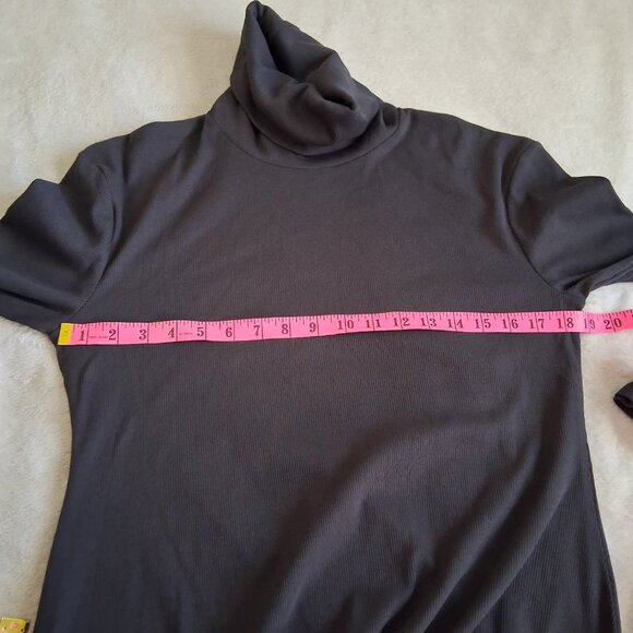 ASOS Design Women's Size 12 Charcoal Gray Ribbed Roll Neck Mini Dress - Picture 10 of 12